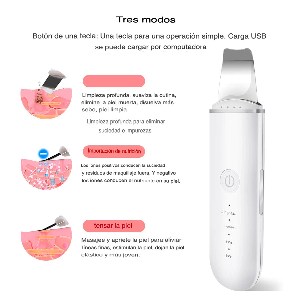 Exfoliador Ultrasónico Facial para Limpieza Profunda y Piel Más Suave y Radiante